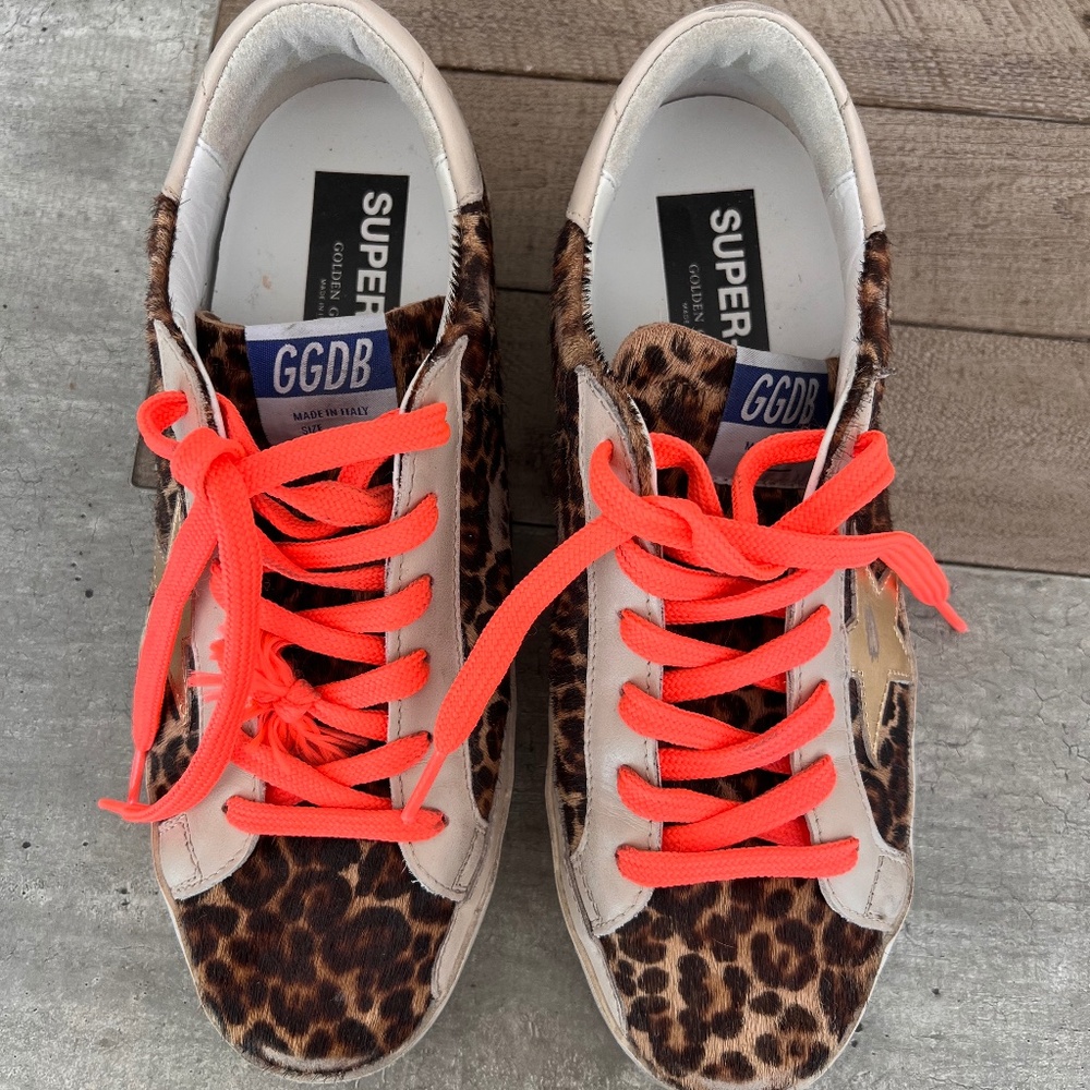 Golden Goose Super Star Leopard Print Pony Skin GGDB Limited Edition Size 40
